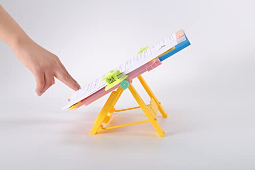 Adjustable Book Stand Holder For Reading Foldable Desktop Hands Free For Reading Cooking Kitchen Recipe Magazine Sheet Music With Page Clips Contrast Color (Blue) #TOP2