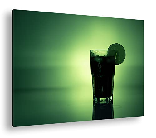 Impression sur toile deyoli Cocktail lumière verte tableau 90x60 cm cadre bois