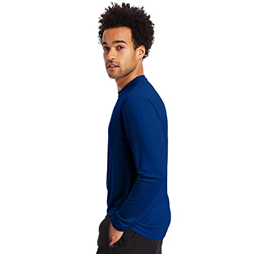 Hanes Men's Long Sleeve Cool Dri T-Shirt Upf 50+, X-Large, 2 Pack ,Deep Royal #TOP3