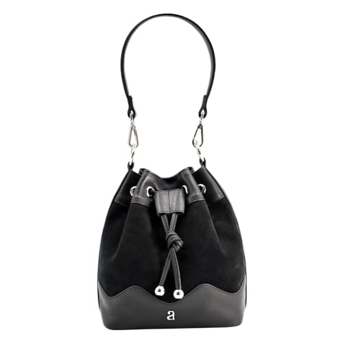 ASHIBO Mini Bucket Bag For Women Girls Genuine Leather Drawstring Handbag Tote Crossbody Hobo Shoulder Bag