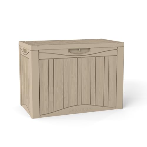 Decksplore 50 Gallon Outdoor Storage Box Waterproof Lockable Resin Deck Box Large, Patio Storage Bin for Pool Accessories Cushion Furniture, Garden Tools, UV-Resistant Outside Delivery Grey