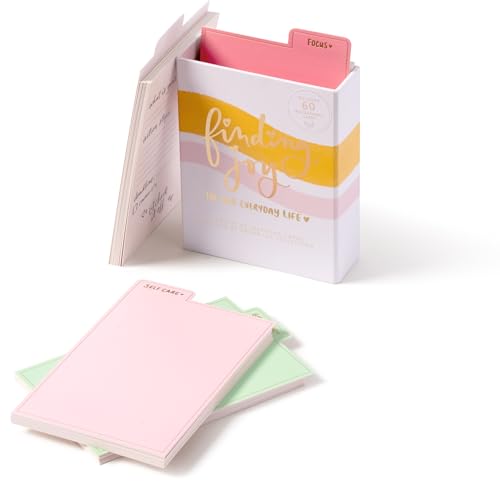 Image of Eccolo Dayna Lee inchFinding Joy inch Inspirational Cards - 60 Card Set Divided into Self-Care, Gratitude, Goals, and Focus Sections with Guided Prompts, Premium Cardstock, Gift-Ready Holder