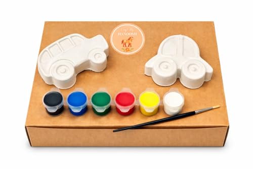 Image of EXPESIA Craft by Hanoosh DIY Kids Painting Kit with 6 Acrylic Colours and Brush, Creative Learning Activity, Gift for Children 2+ Years (Vehicles)