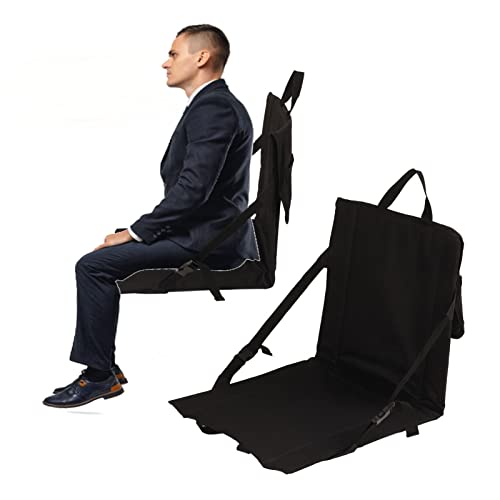 Coussin de siège de stade compact léger avec dossier réglable noir