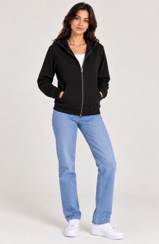 Image of SANE ORIGINALS Women's Cotton Blend Fleece Zip Up Hoodie Sweatshirt, Warm Winter Full Zip Jacket with Kangaroo Pockets