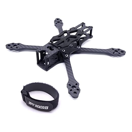 FPVDrone 220mm FPV Racing Drone Frame 5 inch Carbon Fiber Quadcopter Frame Kit with 5mm Arms and LiPo Battery Strap