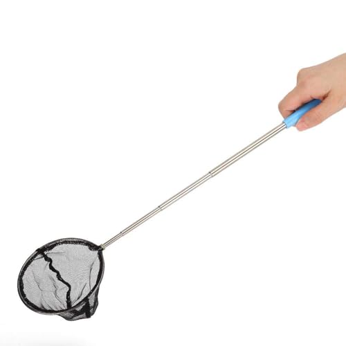 Épuisette crevettes aquarium à manche long extensible et filet rond micro-perforé