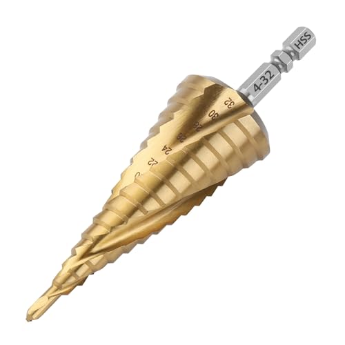 Vearter Broca escalonada 4241 4-32 mm HSS cobalto broca escalonada espiral vástago hexagonal estriado adecuado para acero inoxidable, hierro, cobre y aluminio.