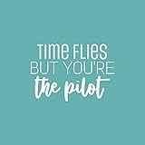 Vinyl Wall Art Decal - Time Flies But You're The Pilot - 17' x 25' - Modern Fun Inspirational Positive Quote Sticker for Office Coffee Shop Storefront Living Room Closet Bedroom Decor