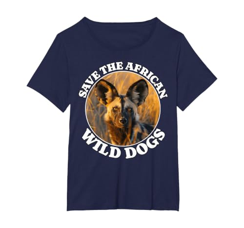 African Wild Dog Save African Wild Dog T-Shirt, Women's Plus, Navy Blue, 5X