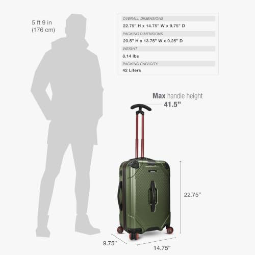 Image of Traveler's Choice Maxporter II Polycarbonate Hardside Trunk with Spinner Wheels, Green, 22-Inch Carry-on Luggage