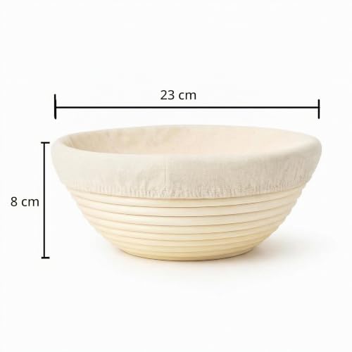Foto von Garkörbe Brot,Gärkörbchen Rund 23×8cm – Natürliches Rattan,Handgemacht,Gärkorb Für Sauerteigbrot 700–800g Teig,Mit Leinentuch,Brotkorb Zum Backen&Fermentieren,Round Proofing Basket,Rundes,Brotbackkorb