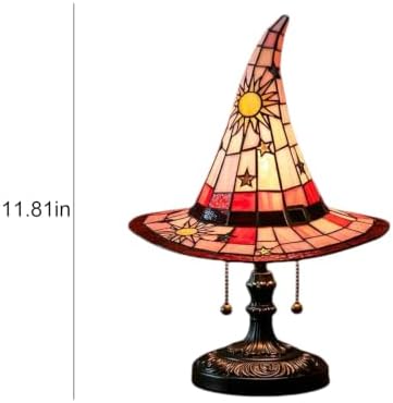 Stained Glass Witch Hat Lamp, Retro Resin Gothic Witch Hat Night Light - 4