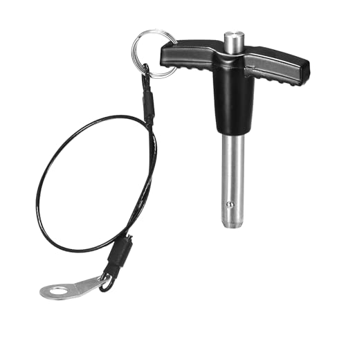 DTGN 8mmx20mm(DxL) T-Griff Schnellspannstift - Gut zum schnellen Verbinden und Anschließen von Komponenten - Kugelverriegelungsstift aus 304 Edelstahl mit Druckknopf - Schwarz/Silber