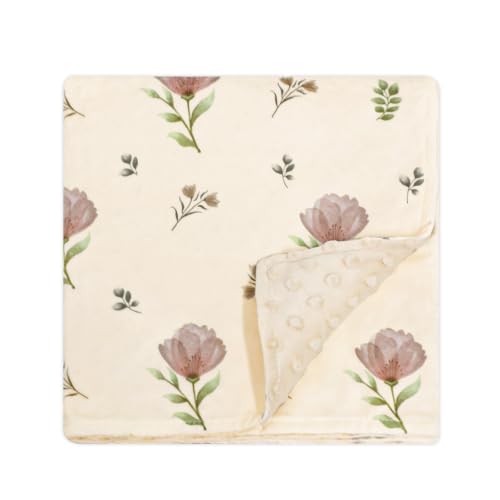 Image of SWESEN Baby Blanket for Girls, Super Soft Double Layer Minky Blankets with Dotted Backing, Floral Toddler Newborn Nursery Bed Blankets, 30 X 40 Inches