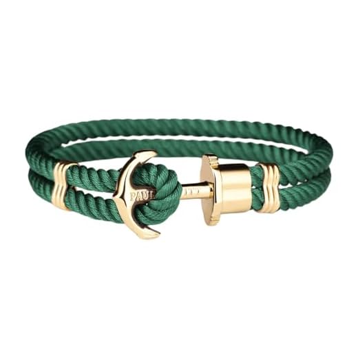PAUL HEWITT PHREP IP - Bracciale con ancora, in nylon, colore verde, 20 cm [A]