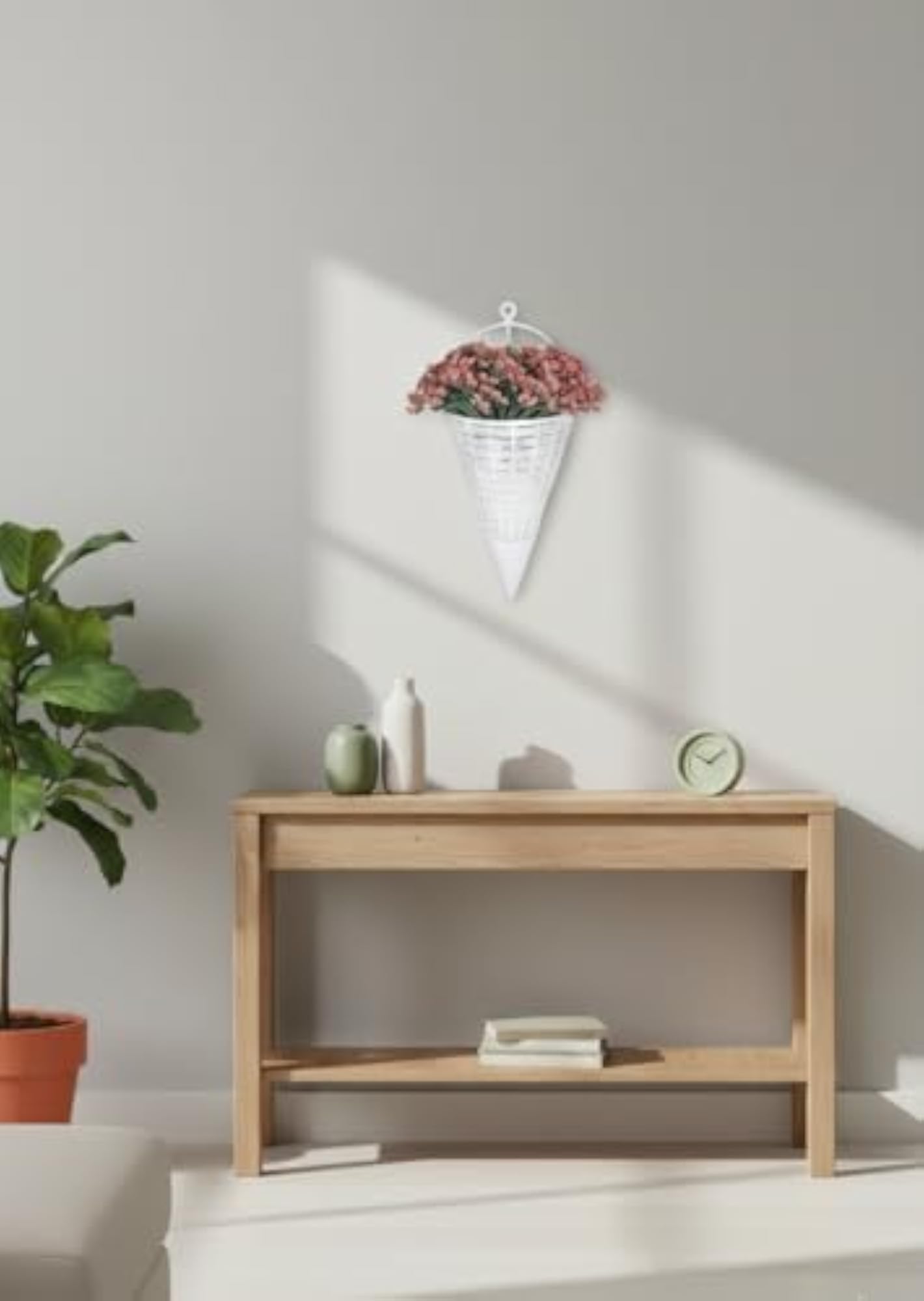 Artificial Wall Plant with Small Red Flowers, 32 cm Tall