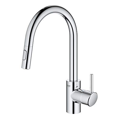 Grohe 3134910E Concetto Single-Handle Kitchen Faucet With Pull Down Sprayer, Brass, Starlight Chrome (1.5 Gpm) #TOP29