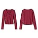Women Fairy Grunge Aesthetic Shirts Tops Long Sleeve V Neck Tops Girl Basic Slim Fit Blouse Streewear (I-Claret,S)