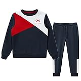 W JIANWANG Trainingsanzug Kinder Jungen Jogginganzug Freizeitanzug Sportanzug Sportbekleidung Sport Klamotten Set Jogginghose Trikot Kinder Fit 2 3 4 5 6 7 8 Jahre Schwarz J093-7~8