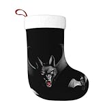 Taille du produit : HHGFASD Un loup avec des ailes de chauve-souris. La taille du motif des chaussettes décoratives de Noël est de 45 x 28 cm. Cette chaussette a une grande ouverture supérieure et un intérieur spacieux, ce qui est très approprié pour ranger divers bonbons et cadeaux.