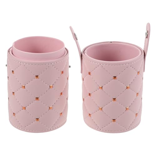 Ipetboom Contenitore per Pennelli da Trucco Coperchio Antipolvere Rosa, Secchio per Cosmetici Compatto e Portatile, Organizer per Pennelli da Donna per Casa e Viaggio