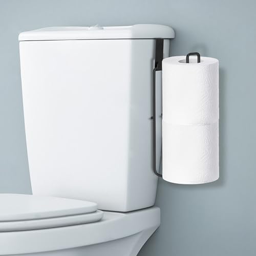 Black Toilet Paper Holder Bathroom Toilet Paper Roll Holder with Reserve Over The Tank Toilet Paper Holder with Storage Bathroom Tissue Holder for 2 Rolls 1PC