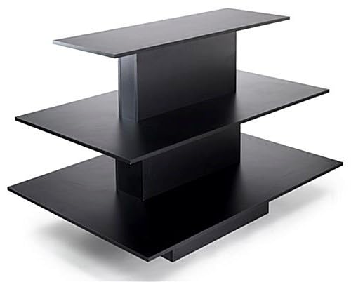 Only Hangers 3 Tier Display Tables in Black, White, or Maple - Available in Oval, Rectangular or Square (Rectangular, Black)