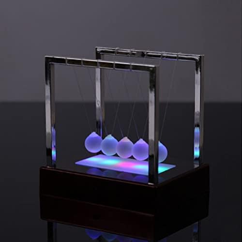 Glowing Newton Swing Ball, Newtons Cradle LED Light Up Kinetic Energy Home Office Science Toys Home Decor for Home Office Desk Ornament Gift(Battery Not Included)