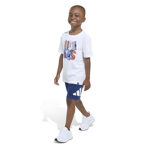 Image of adidas Boys' Short Sleeve Cotton Tee Shirt and Logo Short Set