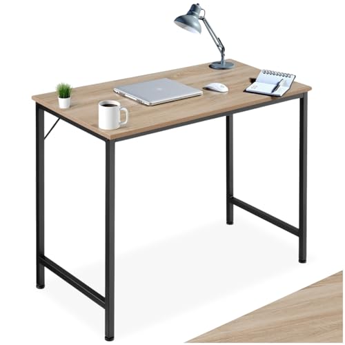 TecTake® Mesa Escritorio de Madera con Estructura Resistente, Mesa de Ordenador para Oficina, Diseño Industrial, Mesa de Escritorio Moderna - 50 x 80 x 75,5 cm Madera Industrial Clara, Roble Sonoma