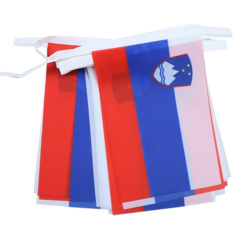 Image of AZ FLAG Slovenia 6 meters BUNTING Flag 20 flags 9'' x 6'' - Slovenian STRING flags 15 x 21 cm