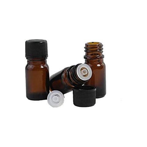 10Pcs 5ml Amber Glass Essential Oil Sample Bottles Vials With Orifice and Cap for Perfume Aromatherapy Container Cover