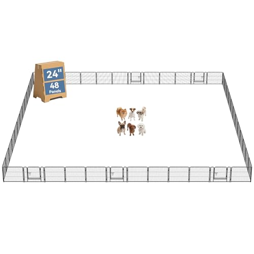 Image of DUMOS Dog Playpen 24 Inch 48 Panels Indoor Outdoor Metal Pet Fence