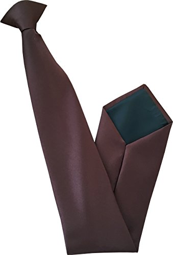 Great British Tie Club Uomo Raso Clip-on Clip Sulla Cravatte - 24 Colori (Marron)