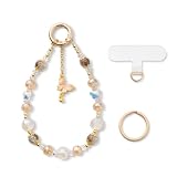 Elegante cadena para teléfono móvil: dale a tu teléfono un nuevo aspecto con esta moderna cadena de perlas para teléfono móvil. El diseño único con perlas de colores y un encantador colgante de mariposa le da a tu teléfono móvil un toque elegante, por lo que se destaca entre la multitud