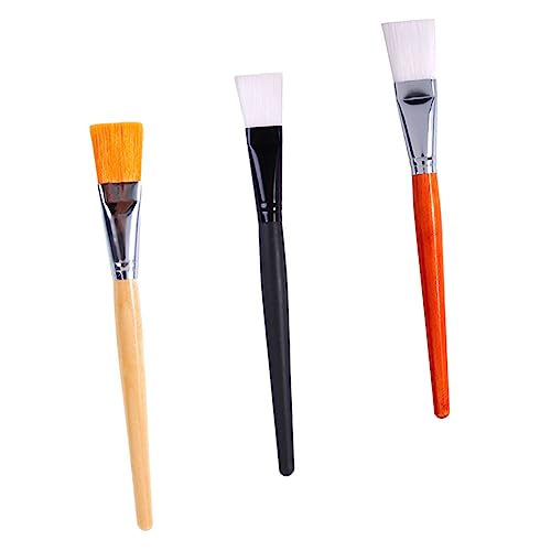 PACKOVE 3Pcs Handle Facial Mask Applicator Brush Gentle Head for Even Application for Sleeping Masks and DIY Treatments Safe Makeup Tool for Daily Use