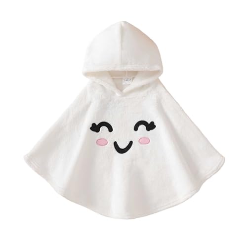 Genérico Disfraz Niño Halloween Capa De Peluche Sonriente. Traje De Poncho Con Capucha Para Niños 18 Meses A 6 Años. Ropa Invierno Para Fiestas. Disfraz Carnaval Fantasma Adorable