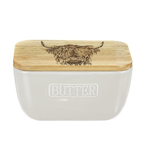 The Just Slate Company Highland Cow White Butter Dish
