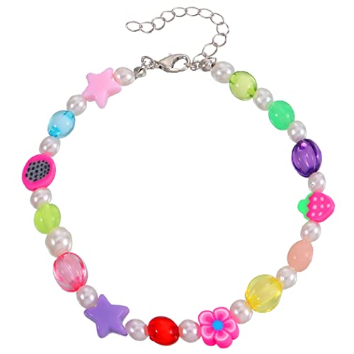 YOFAPA Bracelet de cheville réglable pour fille et adolescente avec petites perles et étoiles colorées Cover