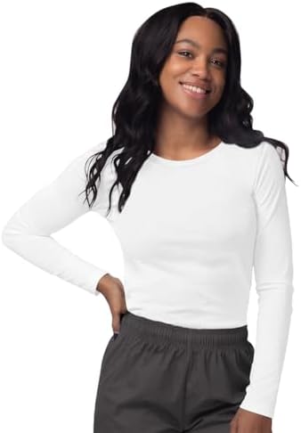Sivvan Scrubs for Women - Long Sleeve Comfort Underscrub Tee Multicolor 2-Pack - S85002M - Navy/White - S