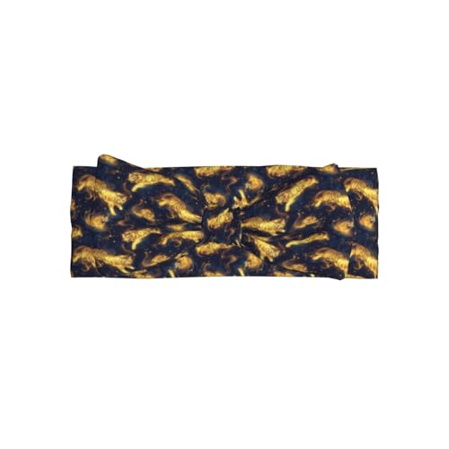 Gold Tiger Cool Print Baby Girl Bows Headbands Baby Girls Newborn Headbands Infant Toddlers 0-6 Months