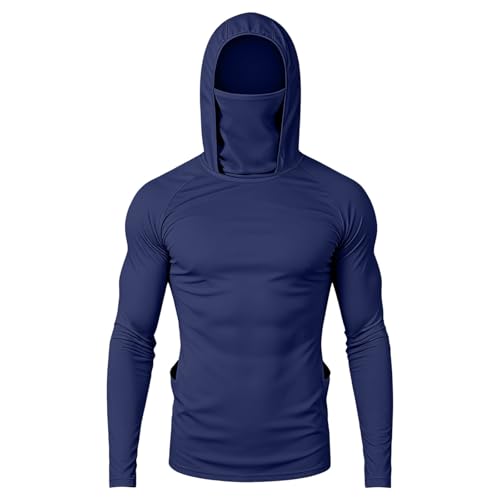 Chaqueta impermeable de hombre con capucha integrada y manga larga color azul marino talla M 5