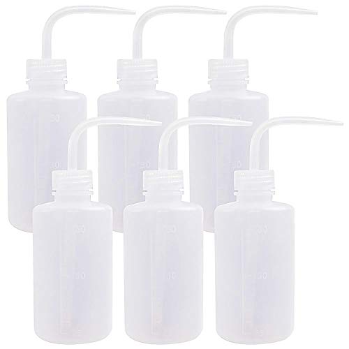 SUPERLELE 6pcs LDPE 250ml 8.5oz Safety Wash Bottle, Plastic Squeeze Bottle Squirt Bottle