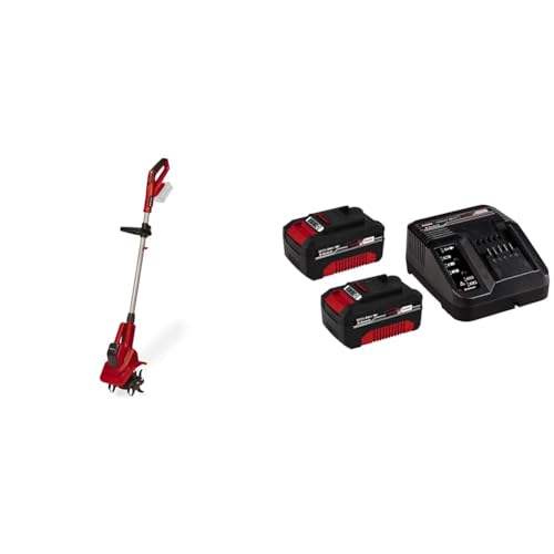 Einhell Motoazada con batería, 18 V, Iones de Li, regulación de Velocidad & PXC-Kit Inicio PXC 18V 2x3,0 Ah (2 baterías y Cargador, para Todos los Dispositivos PXC
