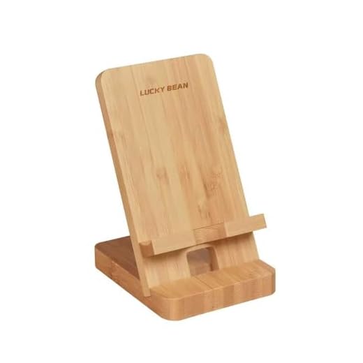 LUCKY BEAN Wood Phone Stand, Desktop Wooden Phone Holder, Portable Office Phone Stand for Desk, Wood ipad Stand， Compatible with iPhone & All Cell Phones (Bamboo)