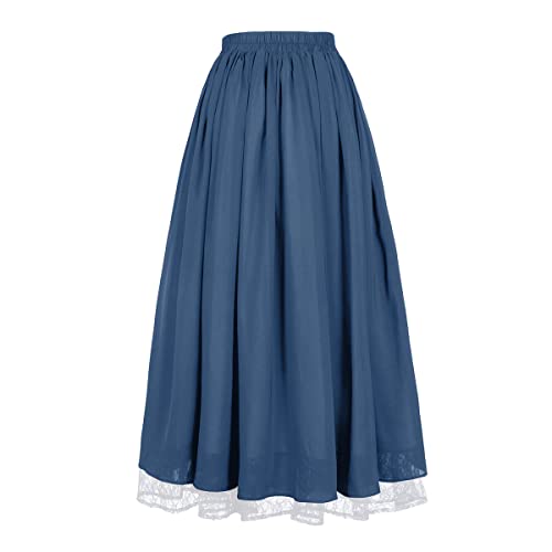 Women's Renaissance Skirt Victorian Peasant Double-Layer Maxi Long Skirt2