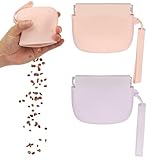 sourcing map Silikon-Hundeleckerlibeutel, automatischer Verschluss, Taschengröße, tragbare Wandertasche für Hund und Katze, 10,2 x 7,6 cm (Hellrosa/Hellviolett, 2 Stück), geeignet für Haustierreisen