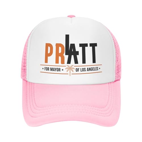 FOESUNIT Pratt for Mayor Trucker Hat,Funny Trucker Hats for Men Baseball Hat Gifts Pink