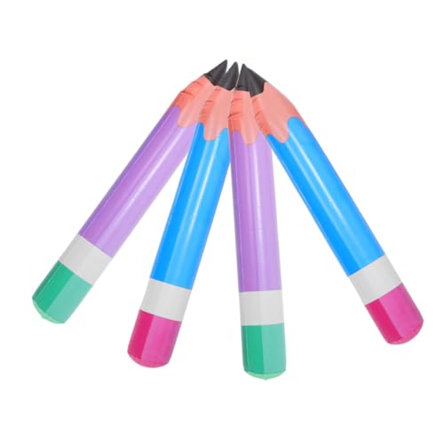 Gadpiparty 4 lápis insufláveis de brinquedo lápis gigantes acessórios de lápis insufláveis decorações de lápis de tamanho grande primeiro lápis enorme palitos de festa lápis de balão